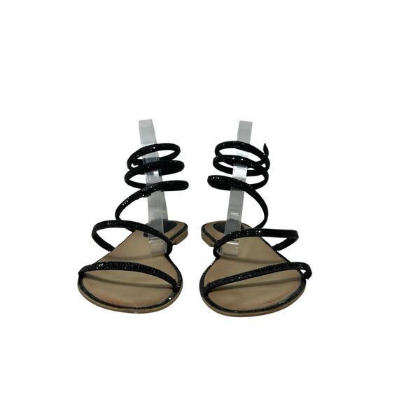 Atalina black rhinestones flat gladiator sandals size 11 - Picture 14 of 15